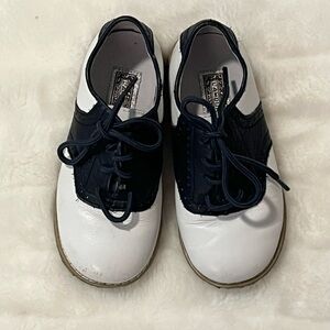 L'Amour Luke Two Tone Leather Saddle Shoes, Navy and White, size 10 toddler